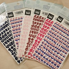 NEW Lot 7 Sets MM Creative Letters Numbers Red Pink Blue Stars & Stripes 7/16″-C