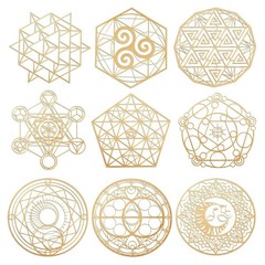 9Pcs 1.6Ã—1.6 inch Sacred Geometry Metal Energy Stickers Flower of Life Orgon…