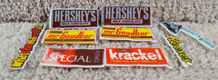 1981 Chocolate Hershey’s Nine Used Puffy Stickers Reese’s, Mr. Goodbar Special