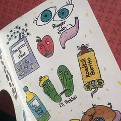 AGC 80s 90s Vintage Sticker Sheet Sick Snacks 18 Stickers On A Fold Card
