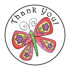 THANK YOU BUTTERFLY FAVOR LABELS ROUND STICKERS 2 SIZES AVAILABLE 1.2″ & 1.5″