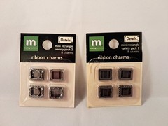 MAKING MEMORIES Ribbon Charms (2) – Mini Square Variety Pack 1 & 2 – 8 Charms
