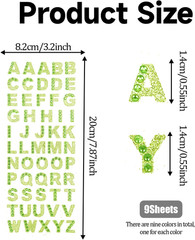 495 Pieces Glitter Alphabet Stickers, 9 Sheets 0.6″ A-Z Rhinestone Letter Sticke