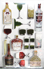 NEW PEGATINAS RECOLLECTIONS ALCOHOL MARGARITA WINE BOTTLE THEME 3D STICKER LOT
