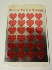 Vtg Hallmark Razzle Dazzle Valentine Red Foil Heart Stickers *SEALED PACK*