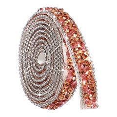 Self Adhesive Resin Rhinestone Strips, Diamond Bling for Crafts, Pink