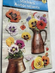 Jot Pop-Up Stickers Pansy Floral Copper Pitcher Butterfly Glitter Flowers NEW