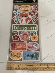 Imaginisce Twitterparted Collection Chipboard Stickers Foxy & Friends Blossom