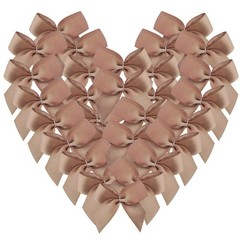 50pcs 1.2-Inch Mini Bows for Crafts Satin Ribbon Bows in Khaki Color Gift Appliq