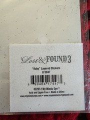My Mind’s Eye, Lost & Found, 3-D Layered Stickers Ruby Red, NEW!
