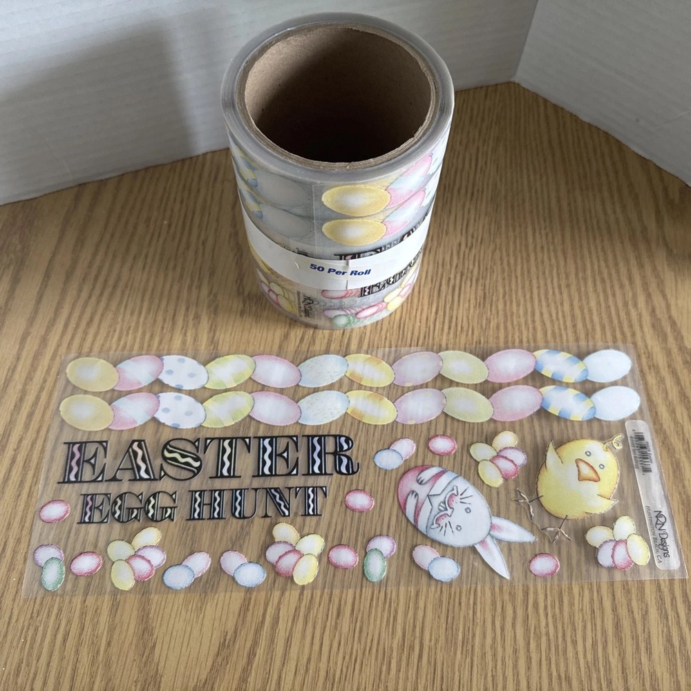 NRN Designs Sticker ROLL EASTER EGG HUNT Borders Very Rare Retired, 50 Sheets
