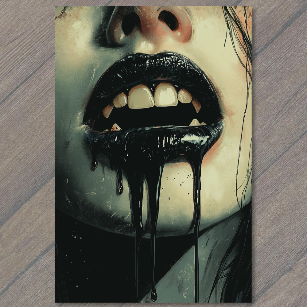 STICKER Woman Surreal Creepy Open Mouth Dripping Liquid Horror Close-Up Dark