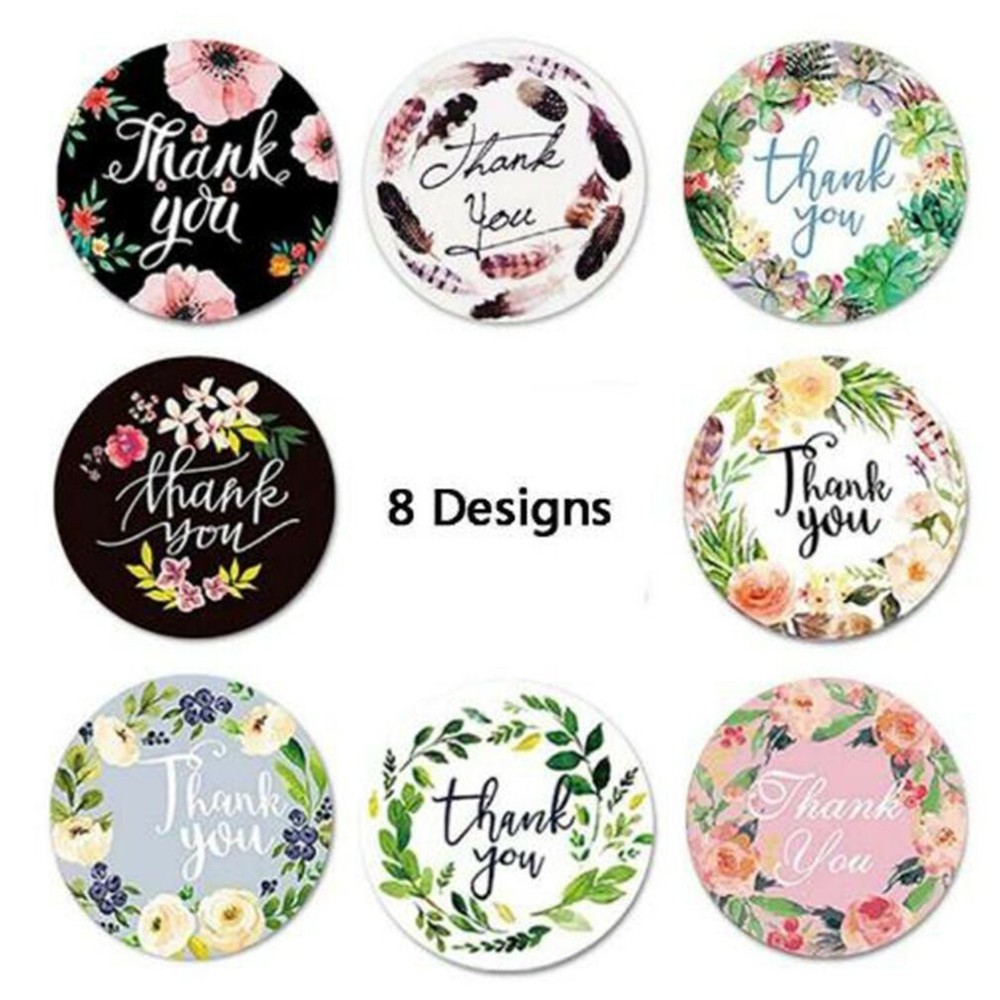 40 Thank You Stickers Cute Flowery Variety Small Business Envelope 1 Inch Round