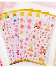 3D Gilded Sakura Cherry Blossom Japanese Cherry Epoxy Scrapbooking Stickers DIY
