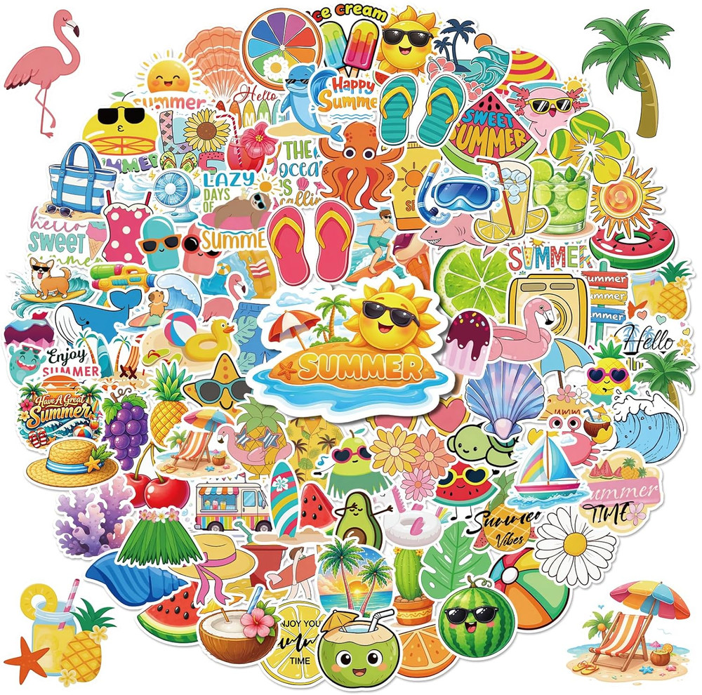 300Pcs Summer Stickers – Summer Water Bottle Stickers Bulk Waterproof Vinyl Beac