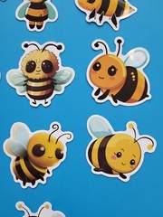 STICKERS x 10 Honey Bee Apiculture Beehive Cartoon Bees Vinyl Sticker B12C