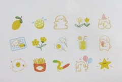Dogs & Food Kawaii Sticker Flakes Pack Yellow