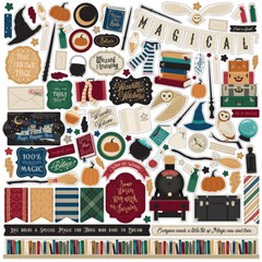 (1) 12×12 Sheet of Echo Park Paper WITCHES & WIZARDS Scrapbook Element Stickers