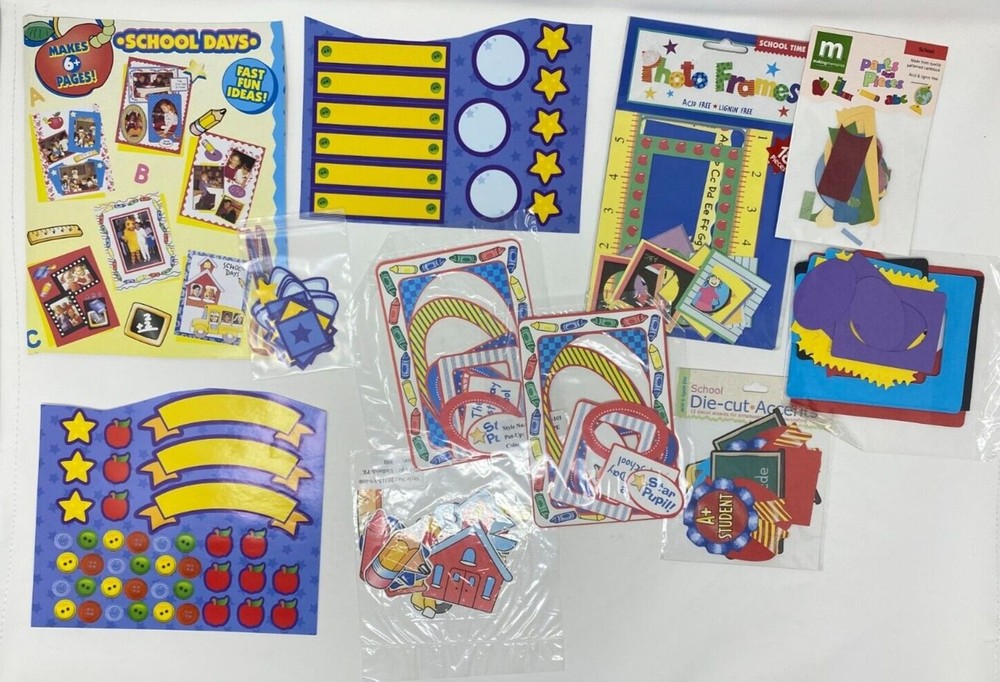 School Deluxe Die Cuts Lot Kids Classroom Bright Retro Amscan Photo Frames