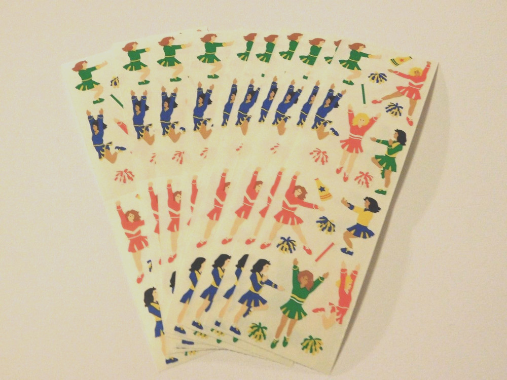 Mrs Grossman’s Lot 10 Strips Cheerleading 1997 Vintage Stickers Scrapbooking