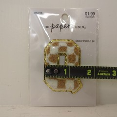 The Paper Studio Chenille Q Brown White Checker Sticker Patch Alphabet Letter