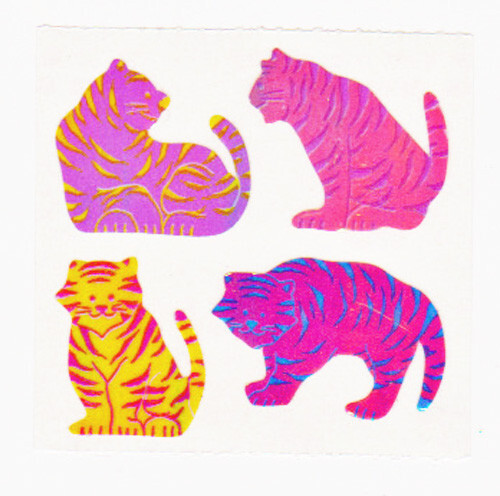 Vintage 80’s Great Seven 7 PEARLY Colorful Pink Tigers Sticker Mod