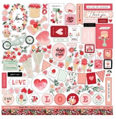 New! (1) 12×12 Sheet Carta Bella Paper MY VALENTINE Scrapbook Element Stickers