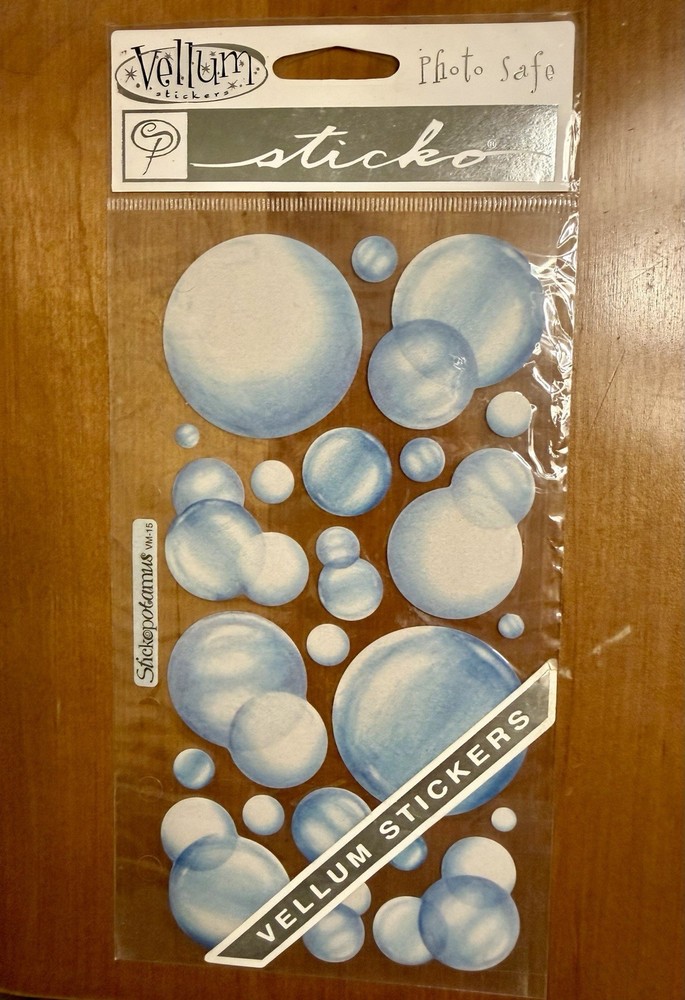 2 packs vintage stickopotamus * vellum bubbles * binder stickers – nip