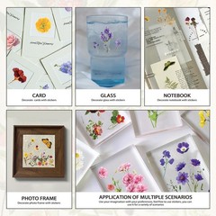 Flower Sticker Book, 40 Sheets 470pcs Floral Botanical Themed Journaling Supp…