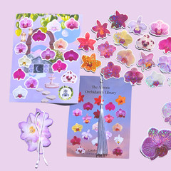Orchid Flower Sticker Bundle, Large Stationary Set of 7, Sticker Sheets, Holo
