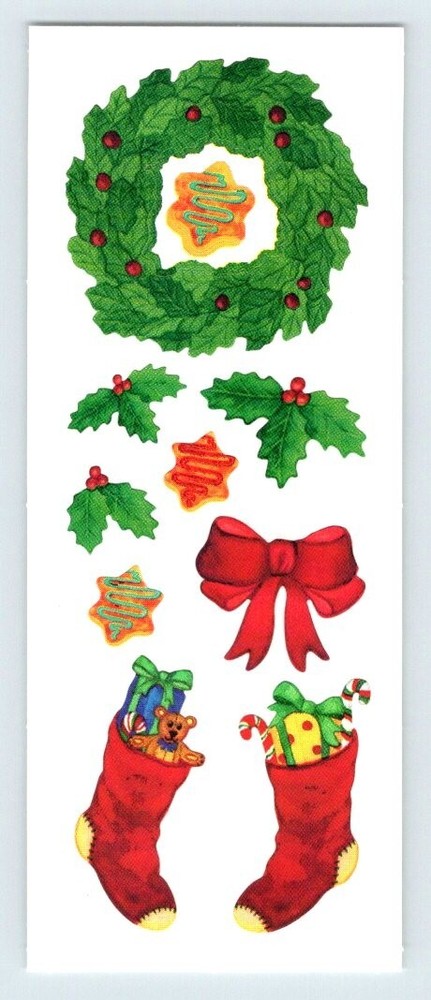 Creative Memories Sticker CHRISTMAS WREATH STOCKINGS 1 Sheet Stickers SD19