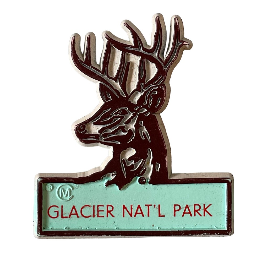 Glacier National Park Vintage 1980s Vinyl Refrigerator Fridge Magnet Souvenir