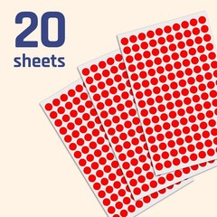 Bulk 3000 Pack of Red Round Dot Stickers – 0.375″ Labels for Easy Organization
