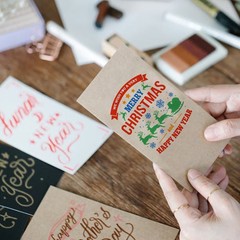 1sheet Christmas Greeting Words Stamps for Card Making Snowflakes Poinsettia