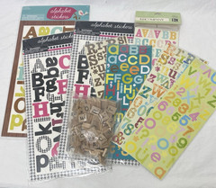 9 Sets Lot Vintage Alphabet Numbers Stickers 1″ & 1.5″ Scrabble Wood Letters