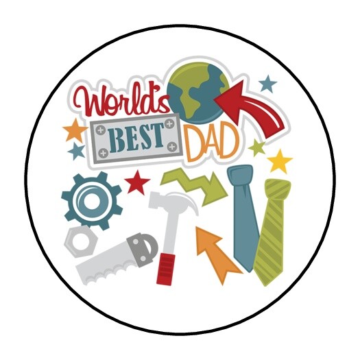 30 Happy Father’s Day Envelope Seals Labels Stickers 1.5″ Round Tools Ties