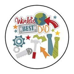 30 Happy Father’s Day Envelope Seals Labels Stickers 1.5″ Round Tools Ties