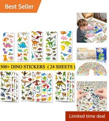 24 Sheets Dinosaur Stickers 450+ for Kids Boys Girls Toddlers, Teacher Reward…