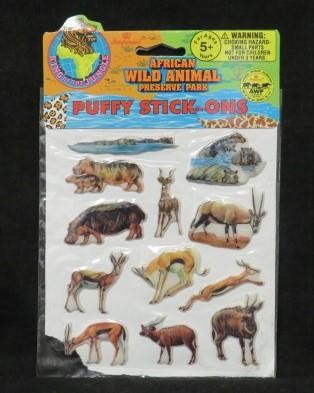 Imperial 1993 – African Wild Animal Preserve Park – Puffy Stick-Ons Set (SEALED)