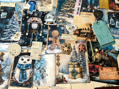 #26 – 150+pcs Blue Christmas JUNK JOURNAL 3D Kit with REAL EPHEMERA Mixed Media