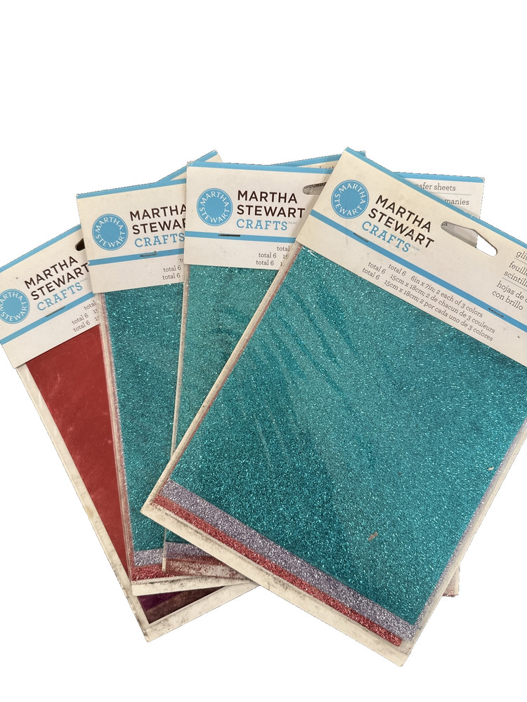 4 – Martha Stewart Foil/Glitter Transfer Sheets Red/Green Colors – NEW!