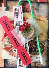#24 -150pcs CHRISTMAS JUNK JOURNAL 3D KIT with Candy Cane Pen & REAL EPHEMERA