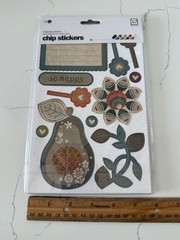 Basic Grey Thick Sticky Chipboard Stickers 4 PG Autumn Thankful So Blessed Happy