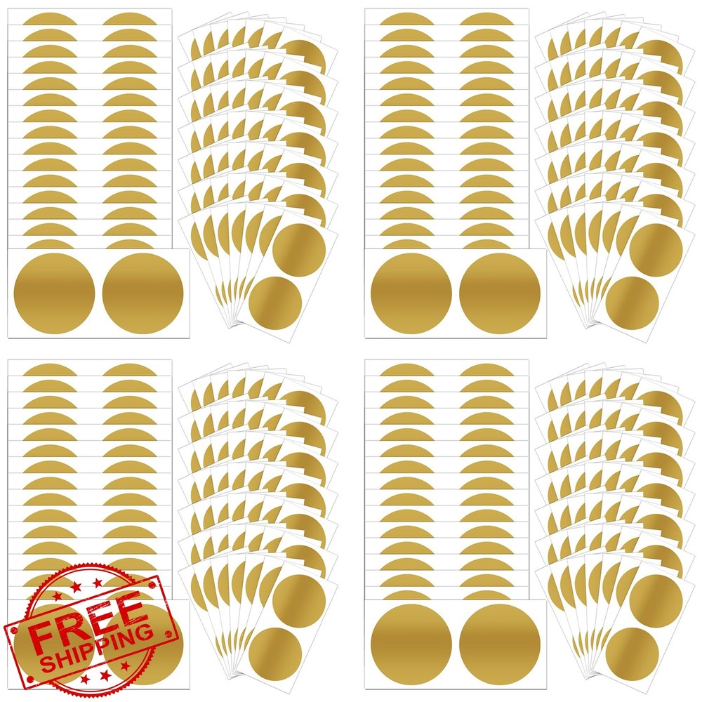 GUEER 400 Pcs Scratch Off Stickers 2 Inch Gold