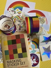Rainbow Pride Stationery Sticker Kit Vinyl Scrapbook Collage Unicorns Stars