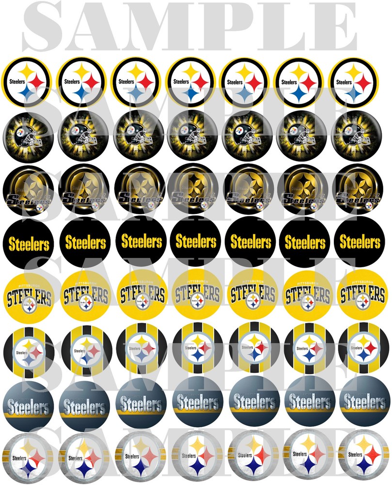SET of 100- 1″ PRECUT «PITTSBURGH STEELERS» Bottlecap images.