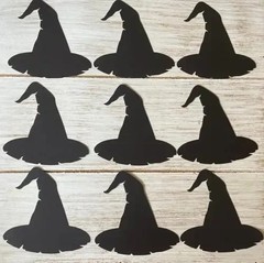 Black paper Witch hat cutouts Halloween School Bulletin Board Party Decorations