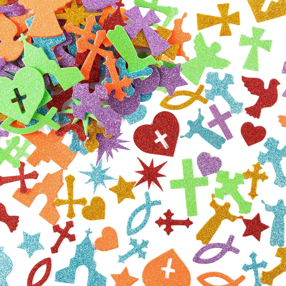 500pcs Christian Glitter Stickers Foam Self-Adhesive Bible Multi-Colour Art C…