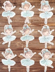 Ballerina In Blue Die Cut Vinyl Stickers Set Scrapbooking Laptop Water Bottle