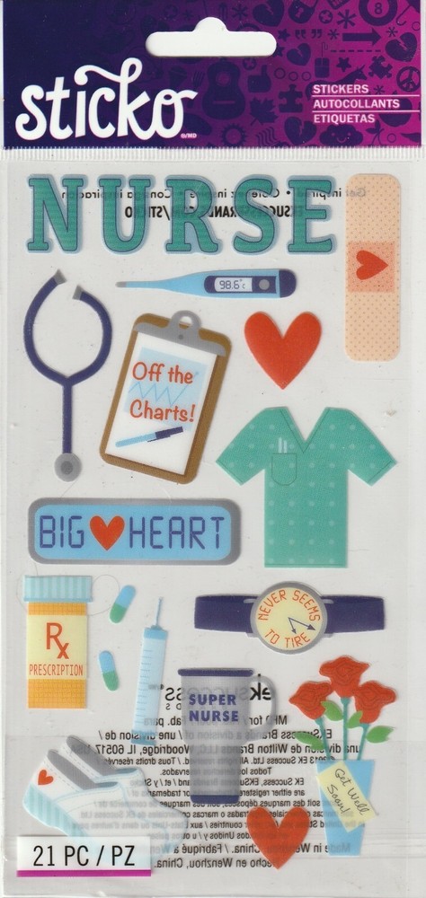 Sticko flat stickers REGISTER NURSE Medical theme 96262 FAST FREE ship!